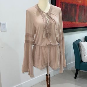 Forever 21 Beige cross tie romper